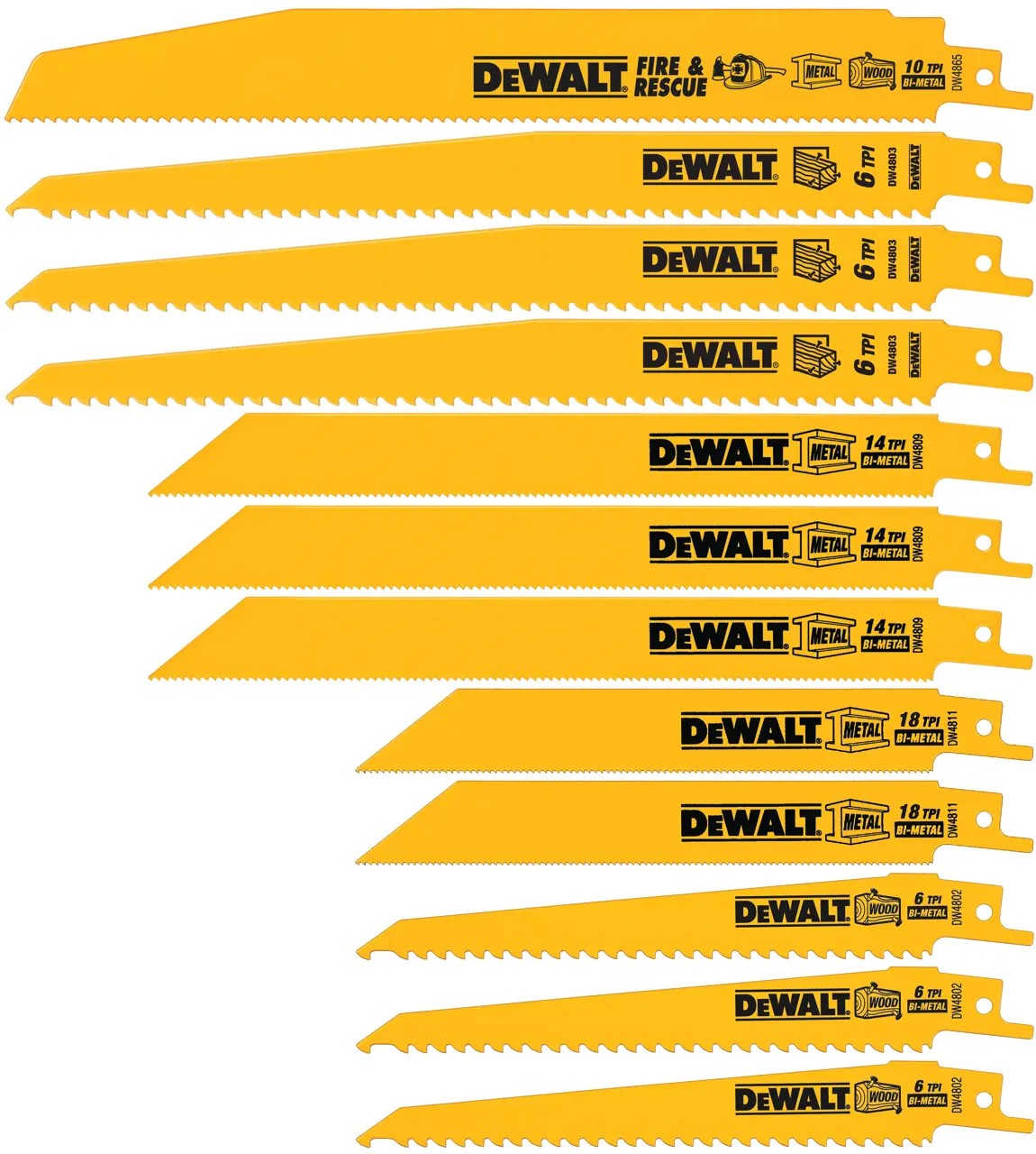 DEWALT 12-Piece Reciprocating Saw Blade Kit (12 piece · bi-metal · DW4892) — Tools product photo