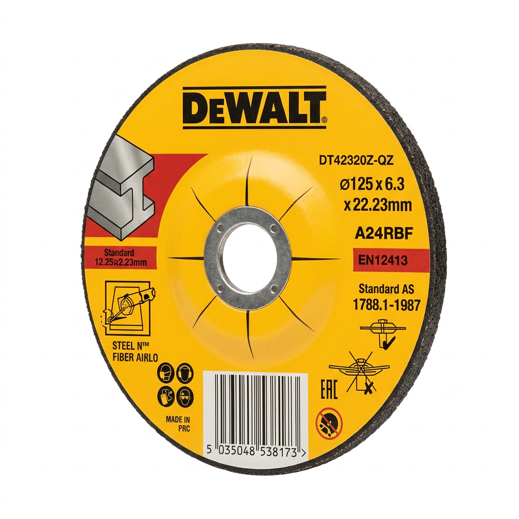 DeWalt DT42320Z-QZ Metal Grinding Disc 125mm (Type 27) (125 × 6.3 × 22.23 mm · Type 27 · Box of 25) — Tools product photo