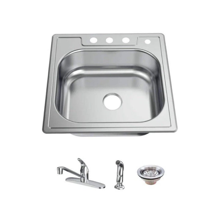 Glacier Bay All-in-One 25 in. Top Mount Kitchen Sink (25 in. single bowl · 3-hole · faucet included) — Kitchen product photo