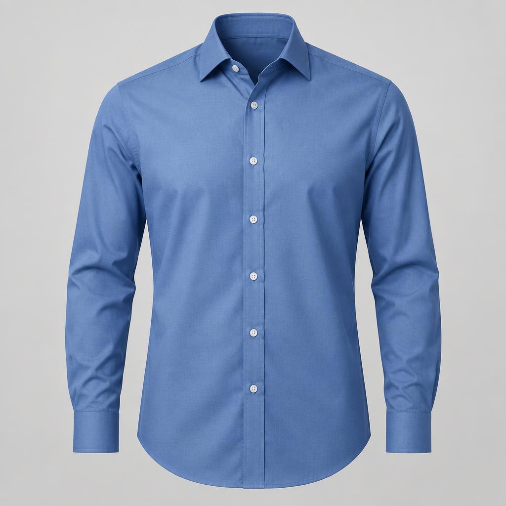 Men's Long-Sleeve Dress Shirt — Blue (Blue · Long sleeve · Sizes S–XXL) — Clothing product photo