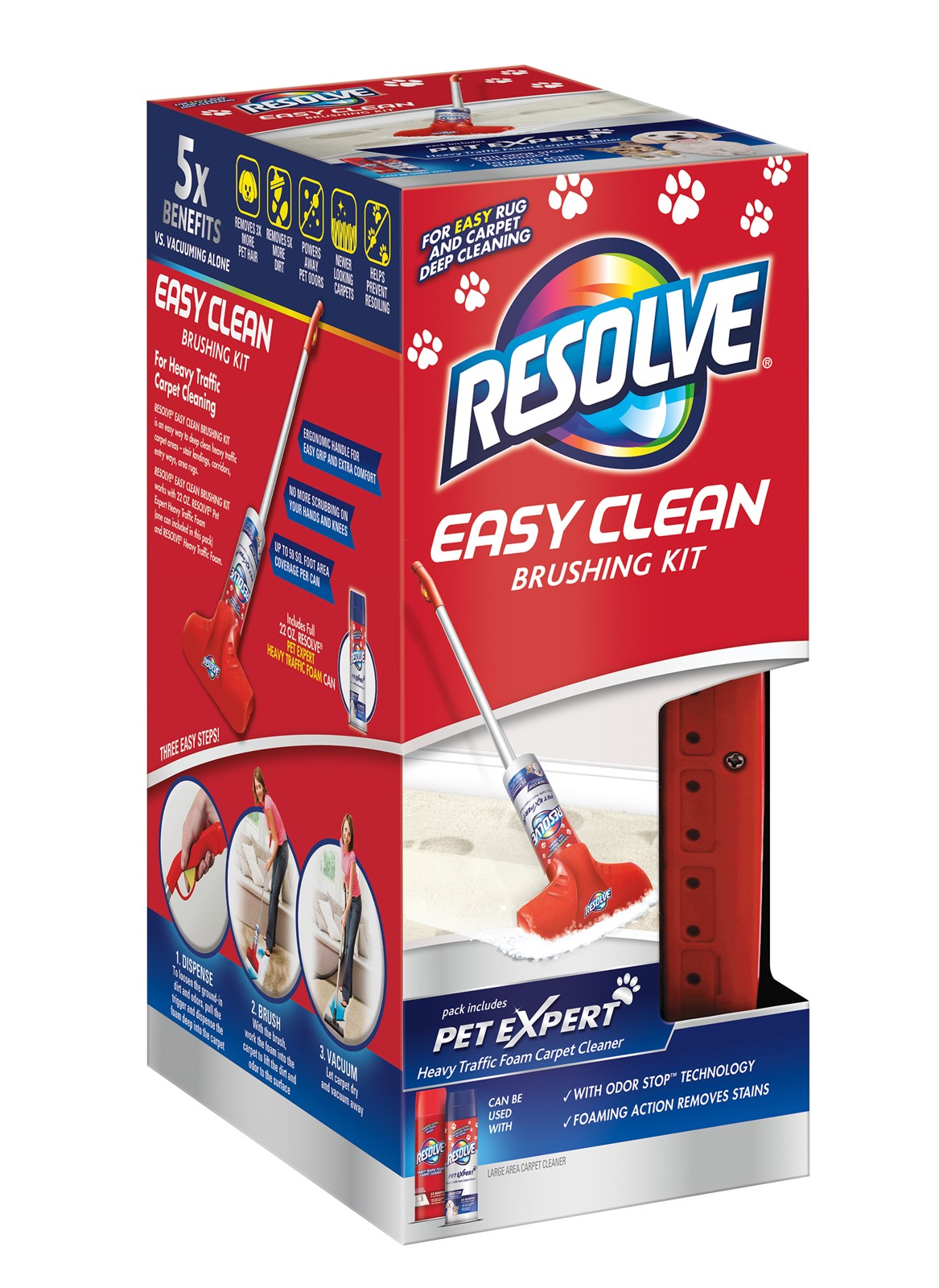 Resolve Easy Clean Brushing Kit (Gadget + 22 oz refill · foam cleaner) — Home product photo