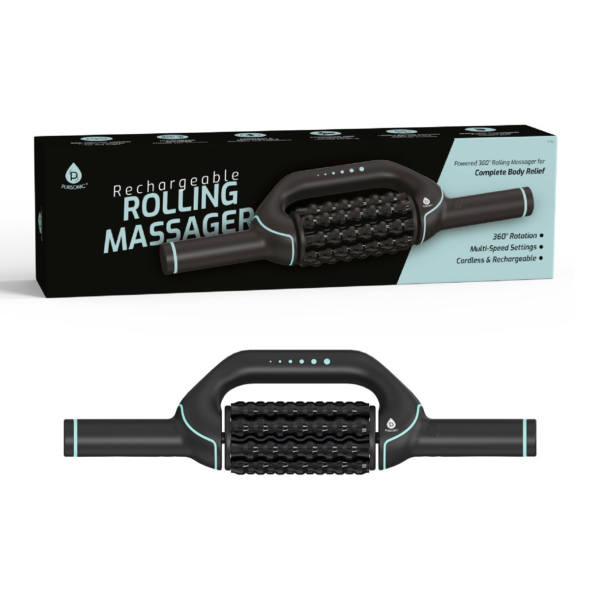 Sharper Image Rolling Massager (Total Body Recovery) (360° rolling · Multi-speed · USB-C rechargeable) — Personal Care product photo