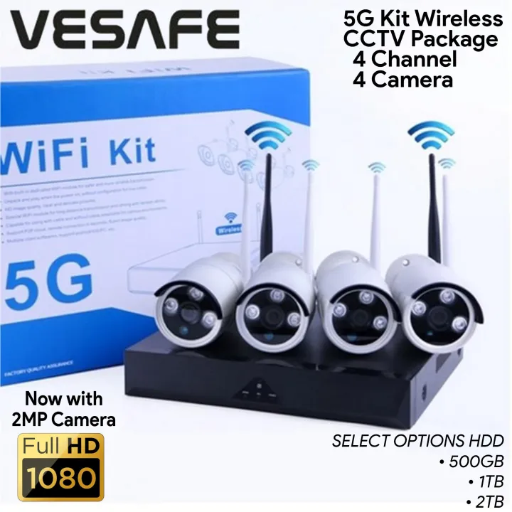 VESAFE 5G Kit 4-Channel Wireless CCTV System (Brand new · 4 cameras · 4-channel NVR · 2MP / 1080p) — Electronics product photo